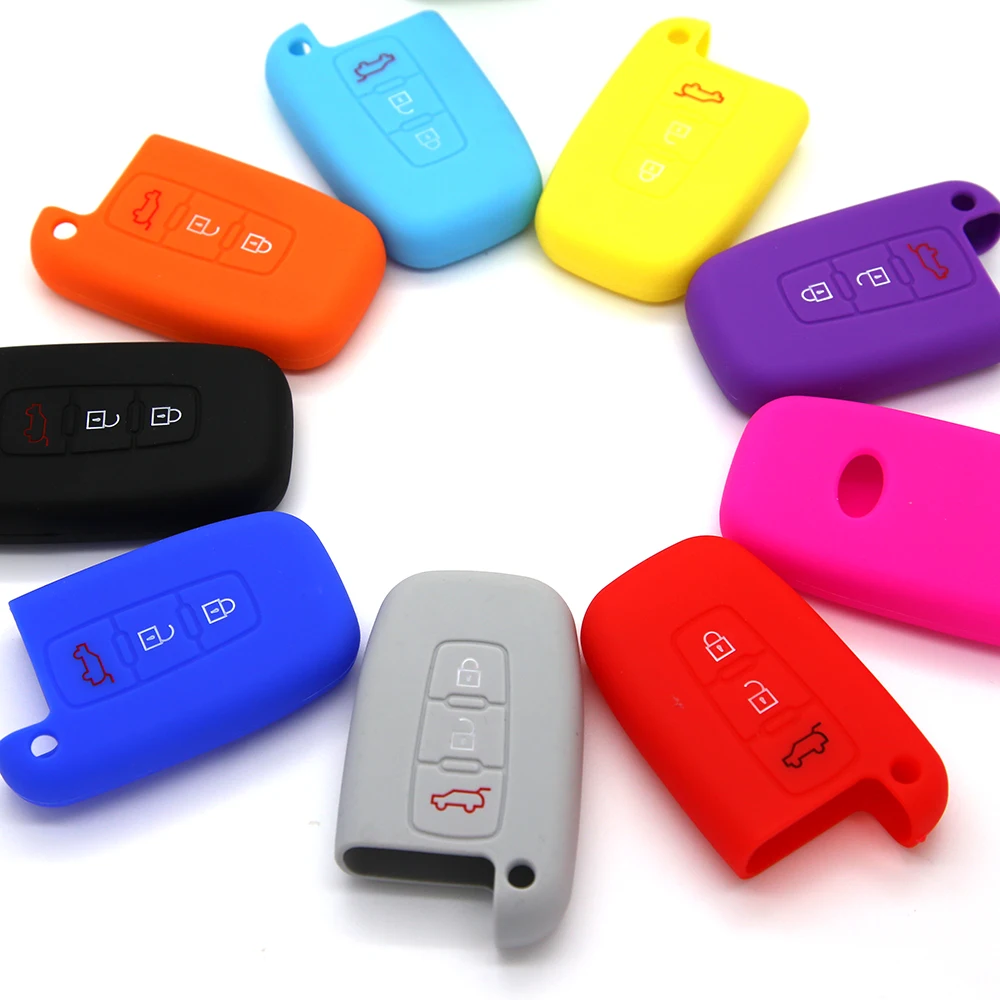 

Buy 2 send 1 Car Key Case Shell Remote Smart Fob Cover Silicone 4 Keys For HYUNDAI Elantra Sonata Veloster for Kia Soul Sportage