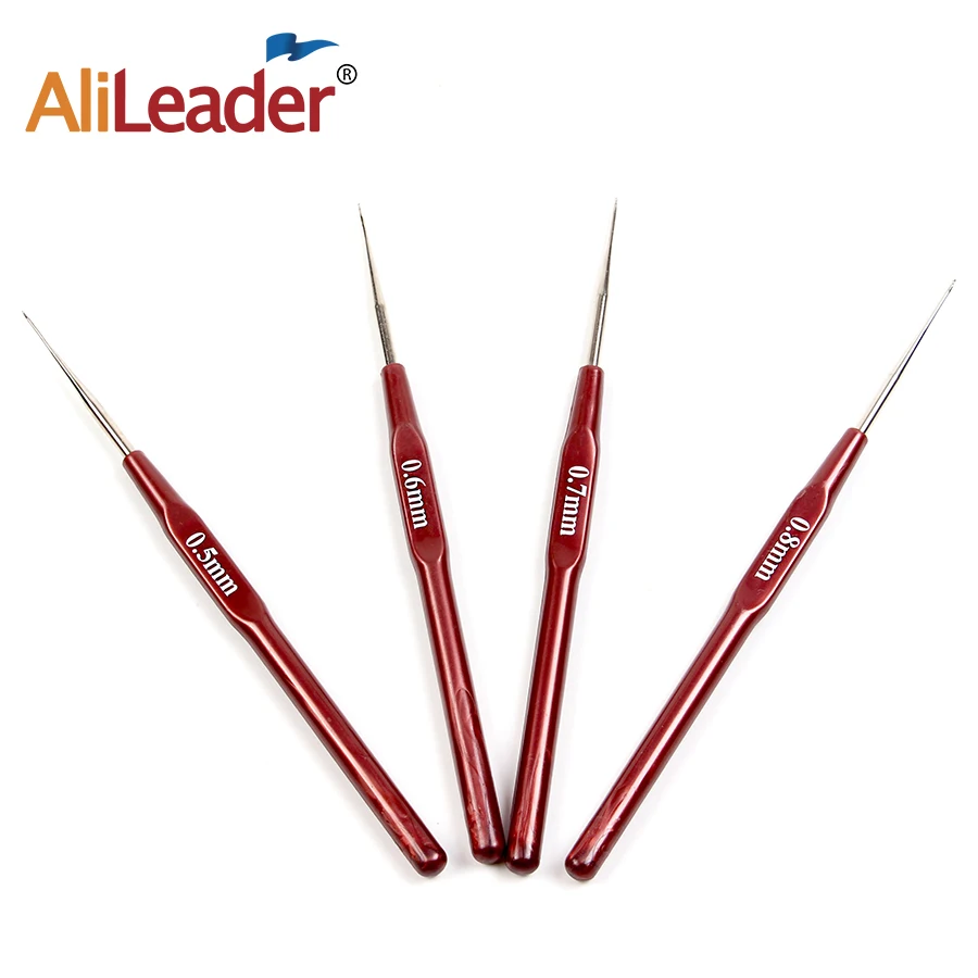 4PCS Crochet Hooks For Dreadlocks Plastic Soft Handles Crochet Hook Weave Needles With Stainless Steel 0.5mm 0.6mm 0.7mm 0.8mm