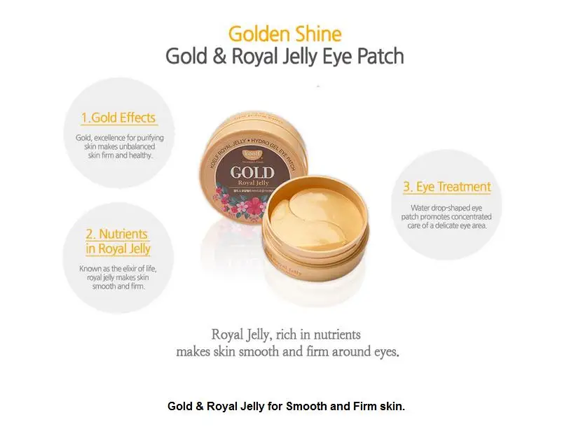 Korean Cosmetic KOELF Gold Royal Jelly Hydro Gel Eye Mask 60pcs Anti Wrinkle Eye Patch Dark Circles Eye Bags Remover Eye Care