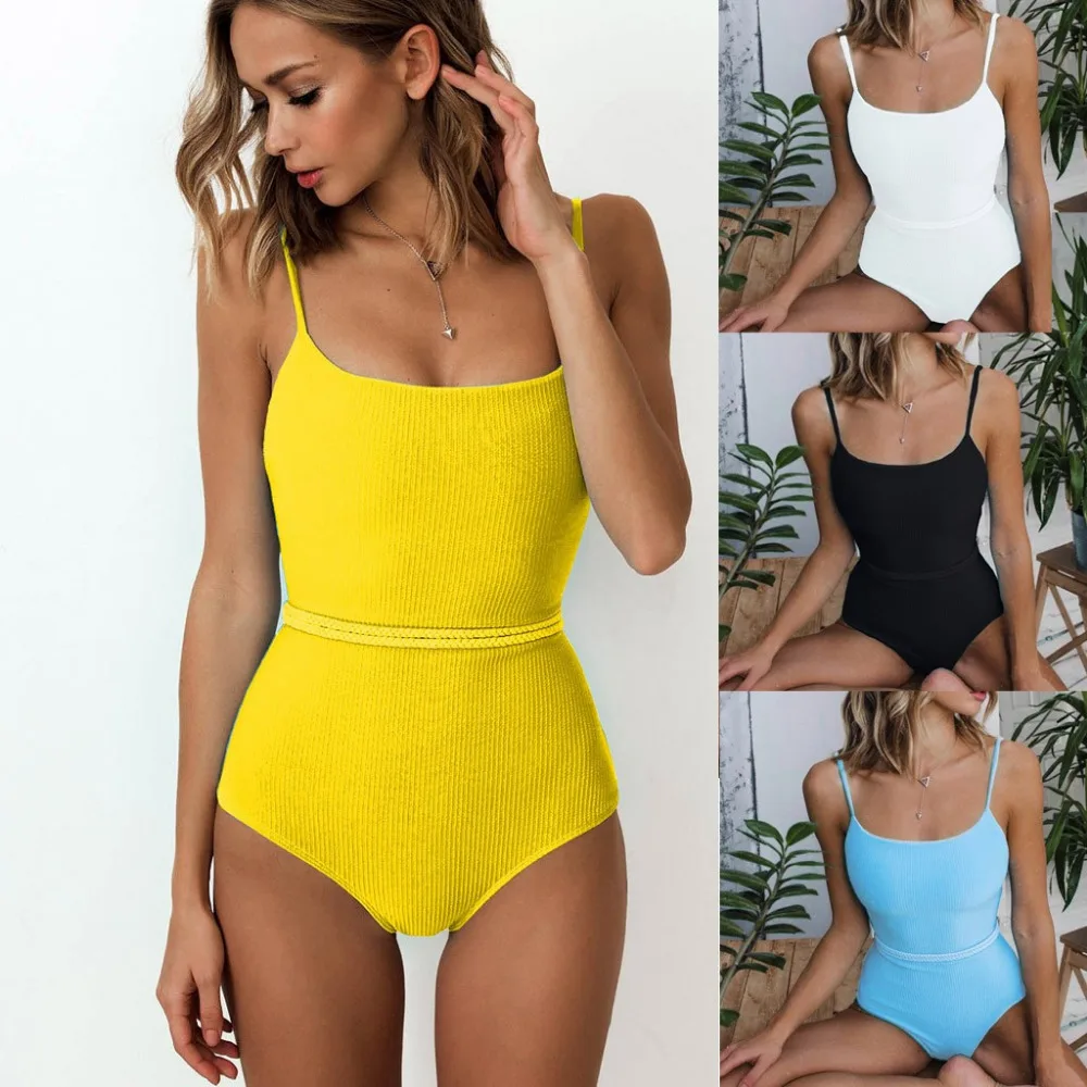 

One piece Swimsuit women's swimming suit Sexy Swimwear women Solid Bikini Push-Up Padded Bandage Swimwear Beachwear