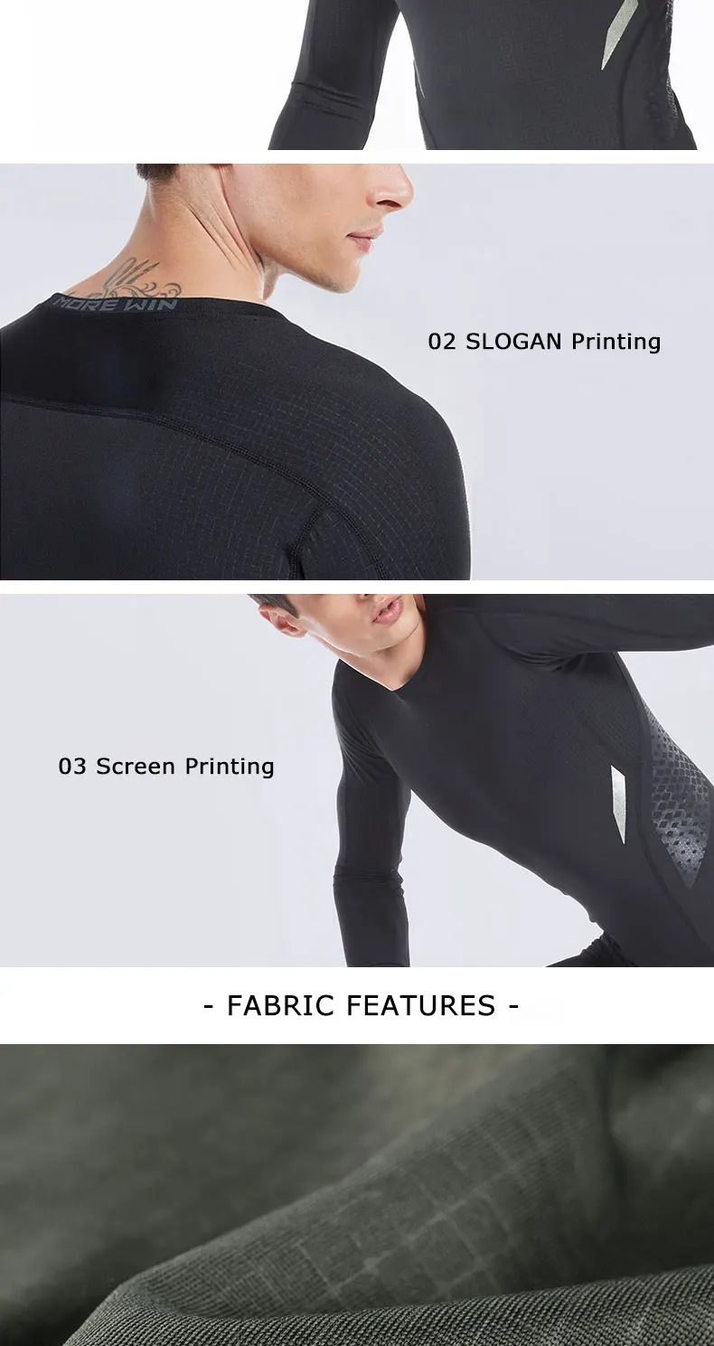 VANSYDICAL Quick Dry Running T-shirts Men Compression Shirts Men\'s Long Sleeve Screen Printing Shirt for Outdoor Fitness Tops XL 14