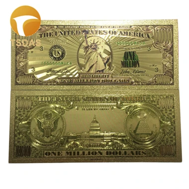 10 шт./лот банкнота из американского золота 1899 год один доллар позолоченная банкнота для подарков - Цвет: USD 1 Million