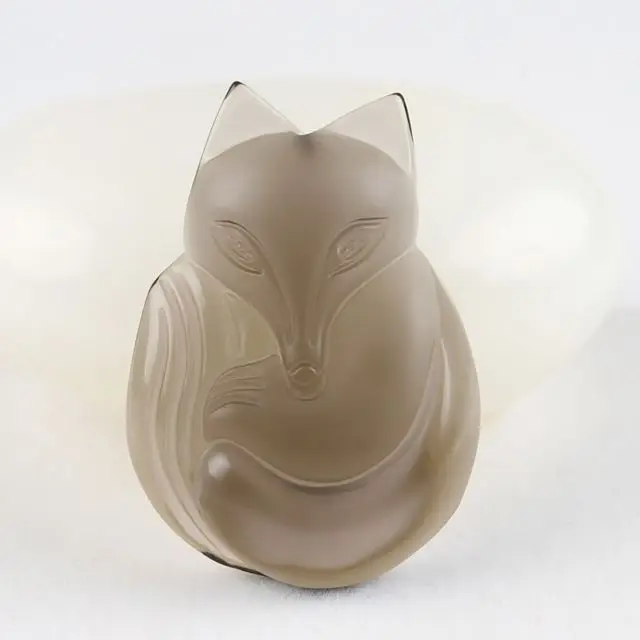 

Elaborate Chinese collection Translucent obsidian jade Fox statue pendant