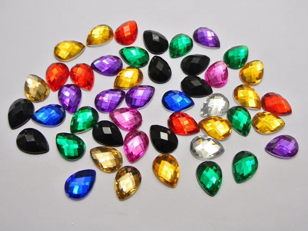 100pcs-No-Hole-Jewelry-Findings-diy-Decorative-Accessories-Mixed-Color13x18mmAcrylic-Flatback-Teardrop-Rhinestone