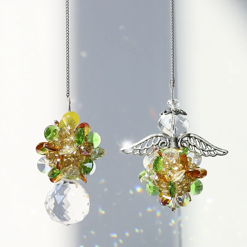 

H&D 2pcs Chandelier Suncatcher Crystal Ball Prisms Pendant Angel Window Prisms for Windows,Plants,Wedding Decor