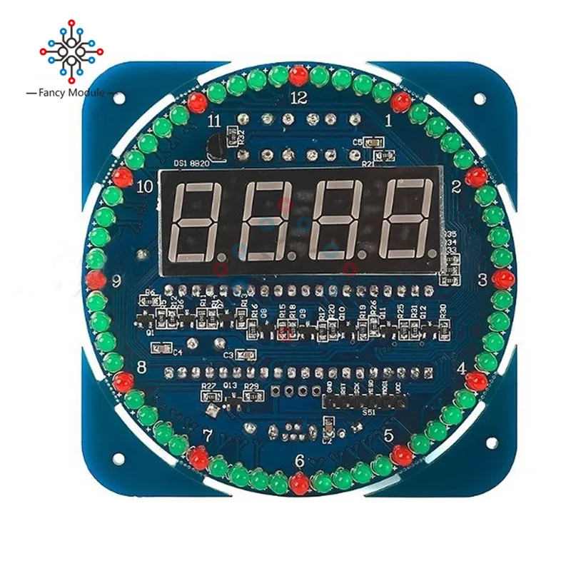 DS1302 цифровой светодиодный модуль с будильником электронные цифровые часы светодиодный дисплей температуры SCM обучающая доска 5 в вращающийся DIY комплект