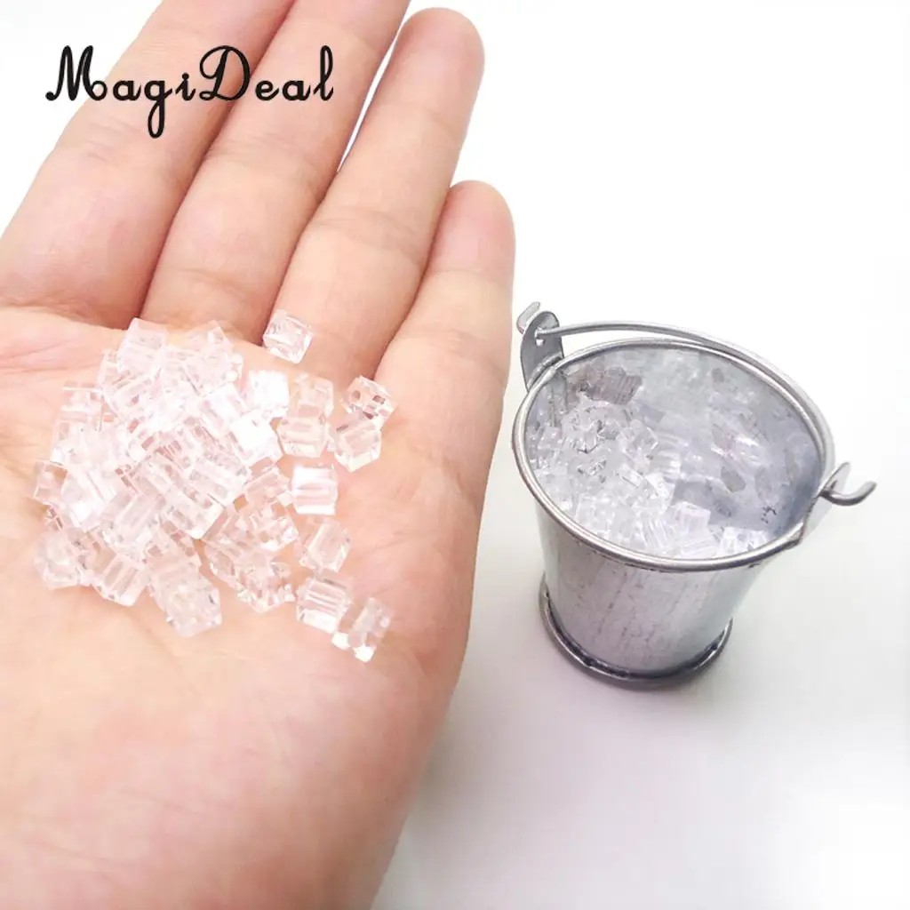 1/12 Dollhouse Miniature Bucket of Ice Set for Dolls Room Living Room Kitchen Garden Ornament Kit Collectibles Children Toy