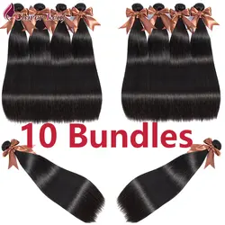 Листок клевера оптовая продажа Бразильские 10 пучков человеческих волос переплетение натуральный цвет 8-30 дюймов длинные прямые волосы для
