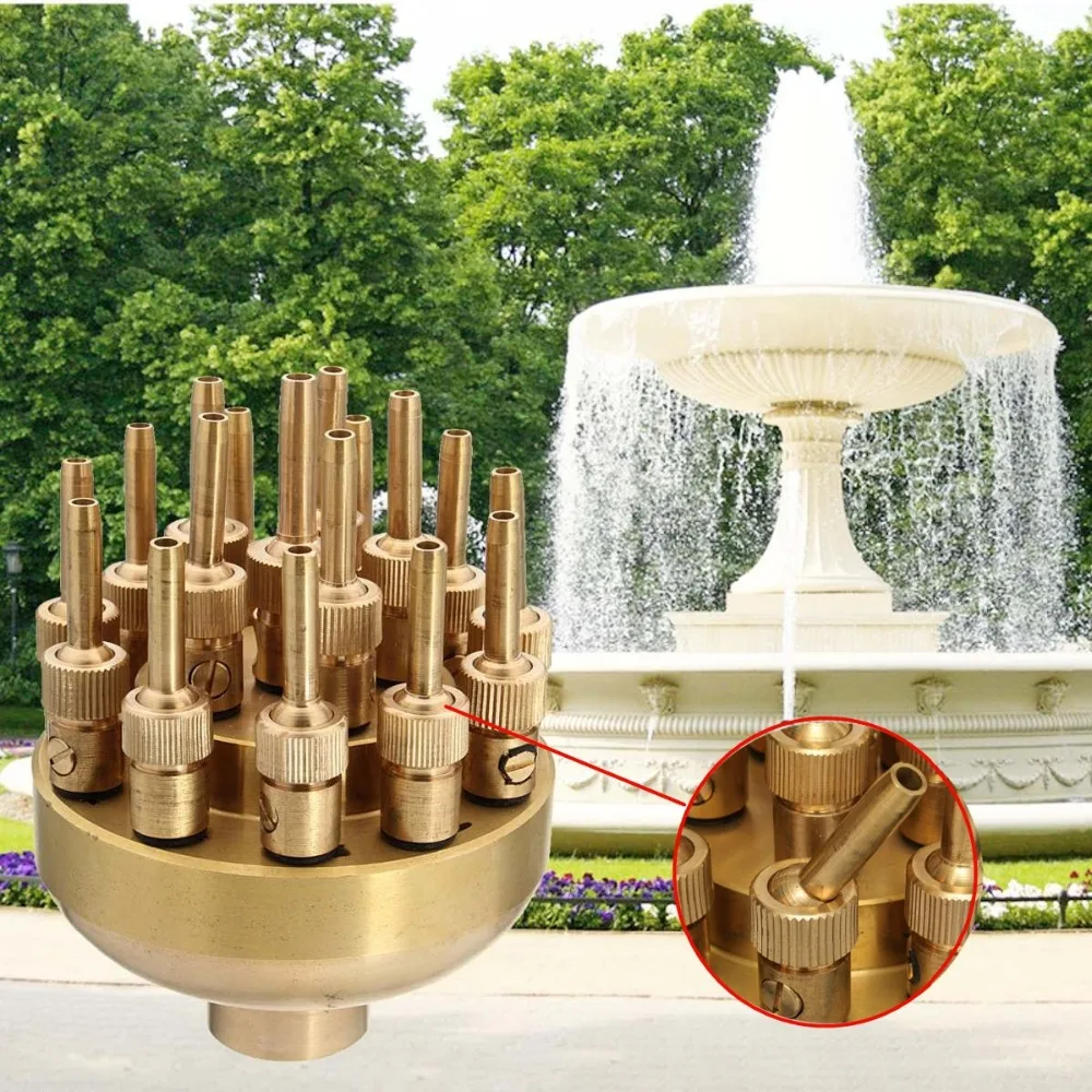 

High Quality 1.2" 3 Layers Fountain Nozzle 17 Sprinkler Spray Head Pond Pool Brass For Garden