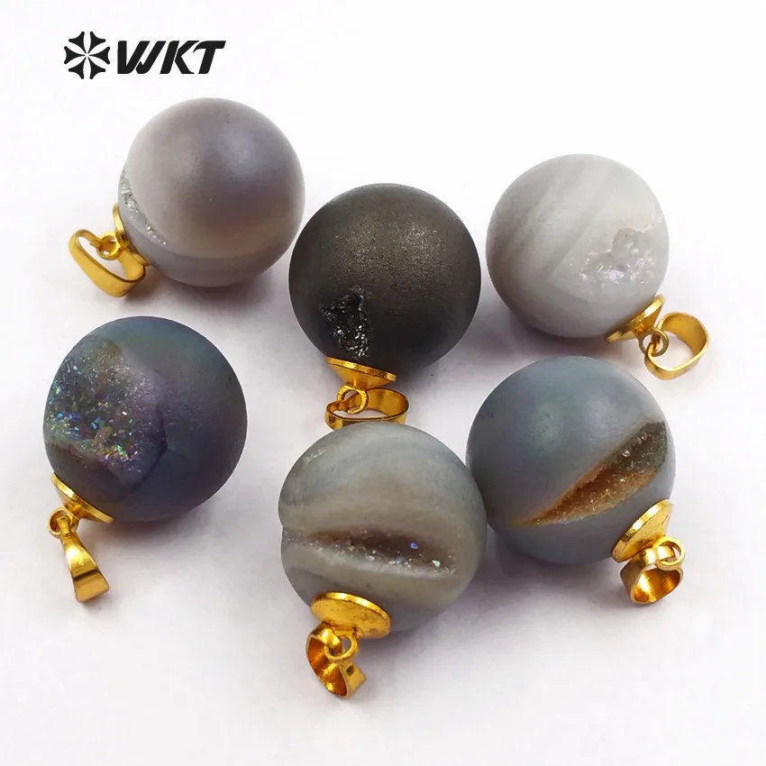 gold plated WT-P1354 Druzy мяч ожерелья для мужчин Подвески 24 К Металл Серебро гальваническим для женщин ювелирных изделий DIY интимные аксессуары - Окраска металла: gold plated