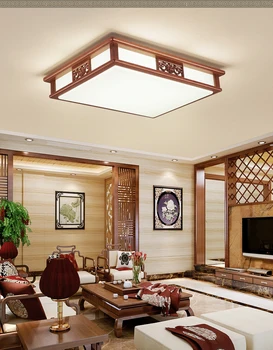 

Modern simple living room dining room real wood LED ceiling lamp