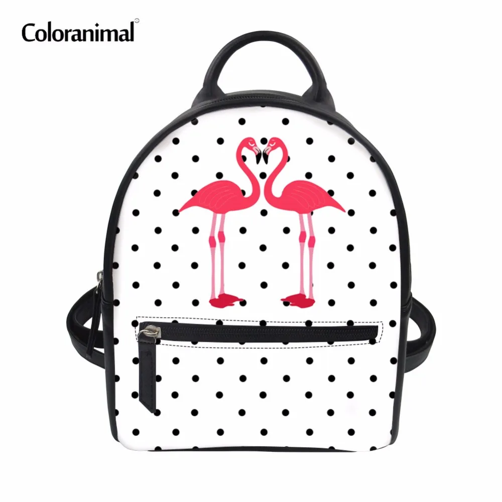 

Coloranimal Cartoon Flamingos Printing PU Leather Women Backpack Mochilas Book Bags for Teen Girl Boy Mini Fashion Daypack Bag