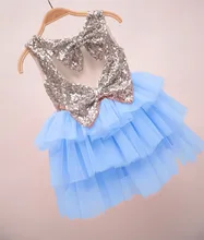 Sleeveless bows Baby girls summer sequined tutu ball gowns wedding dress children's summer sequin party dress wear[dejorchicoco]