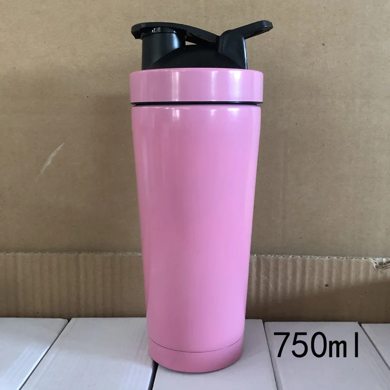 25 унций двухслойный 304 из нержавеющей стали вакуумный шатающийся стакан 550/750 мл спортивный протеиновый порошок изоляционная чашка - Цвет: pink red