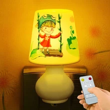 Интеллектуальный светодиодный ночник с дистанционным управлением, регулируемый свет, настольная лампа для детей, прикроватная лампа для спальни