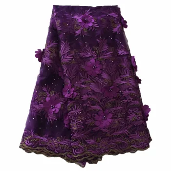 

Ourwin 2018 New Style French Net Lace Fabric 3D Flower African Tulle Mesh Lace Fabric High Quality Nigerian Lace Fabrics