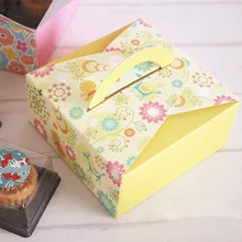 Маленький желтый цветок украшение Печенье конфеты печенье десертная коробка хлебобулочная упаковка для пищевых продуктов квадратная ручная портативная коробка