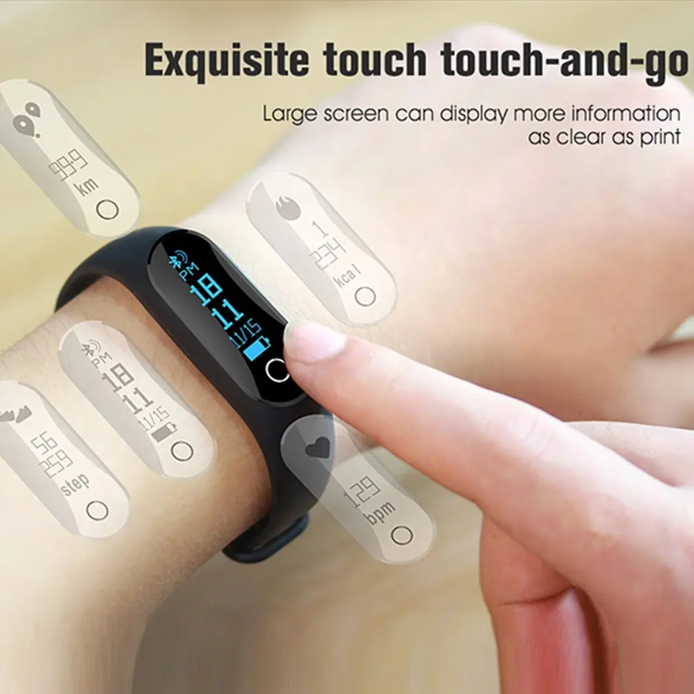 

Touch screen M6S Bluetooth Smart Bracelet Heart Rate Waterproof Fitness Wristbands Call Message Reminder Alarm Clock Sport Watch