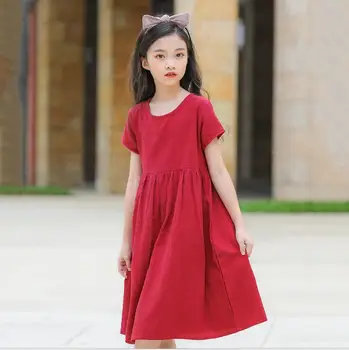 

2019 Korean style girls dress fashion cotton summer girls dresses 4-9t B199