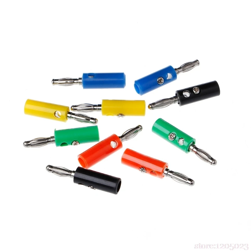 

NEW 10 Pcs 5 Colors Wire Audio Speaker Cable Banana Plug Connectors 4mm Adapter