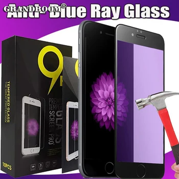 

50pcs 3D Anti Blue Ray Eyes Carbon Fiber Tempered Glass For iPhone 11 Pro Max XS XR X 8 7 6 6S Plus Film With Paper Package