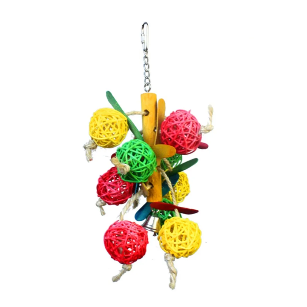 Colorful Natural Birds Toys Pet Parrot Cockatiel Parateer Hanging Balls