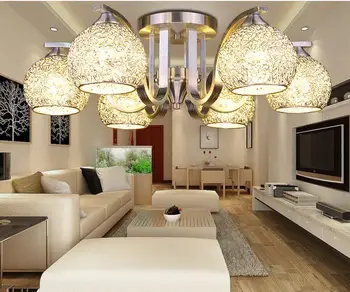 

New LED Modern Aluminium Wire Ball Globe Ceiling Light Lamp Livingroom Silver