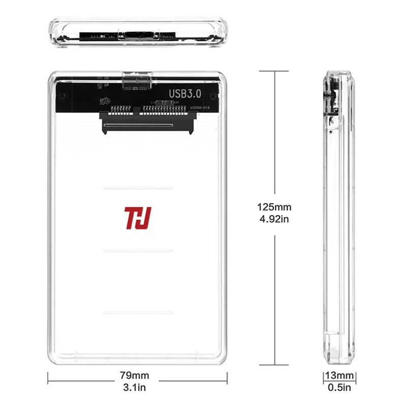 THU 2,5 дюймов 2139U3 прозрачный USB3.0 HDD Чехол Поддержка 2 ТБ корпус жесткого диска