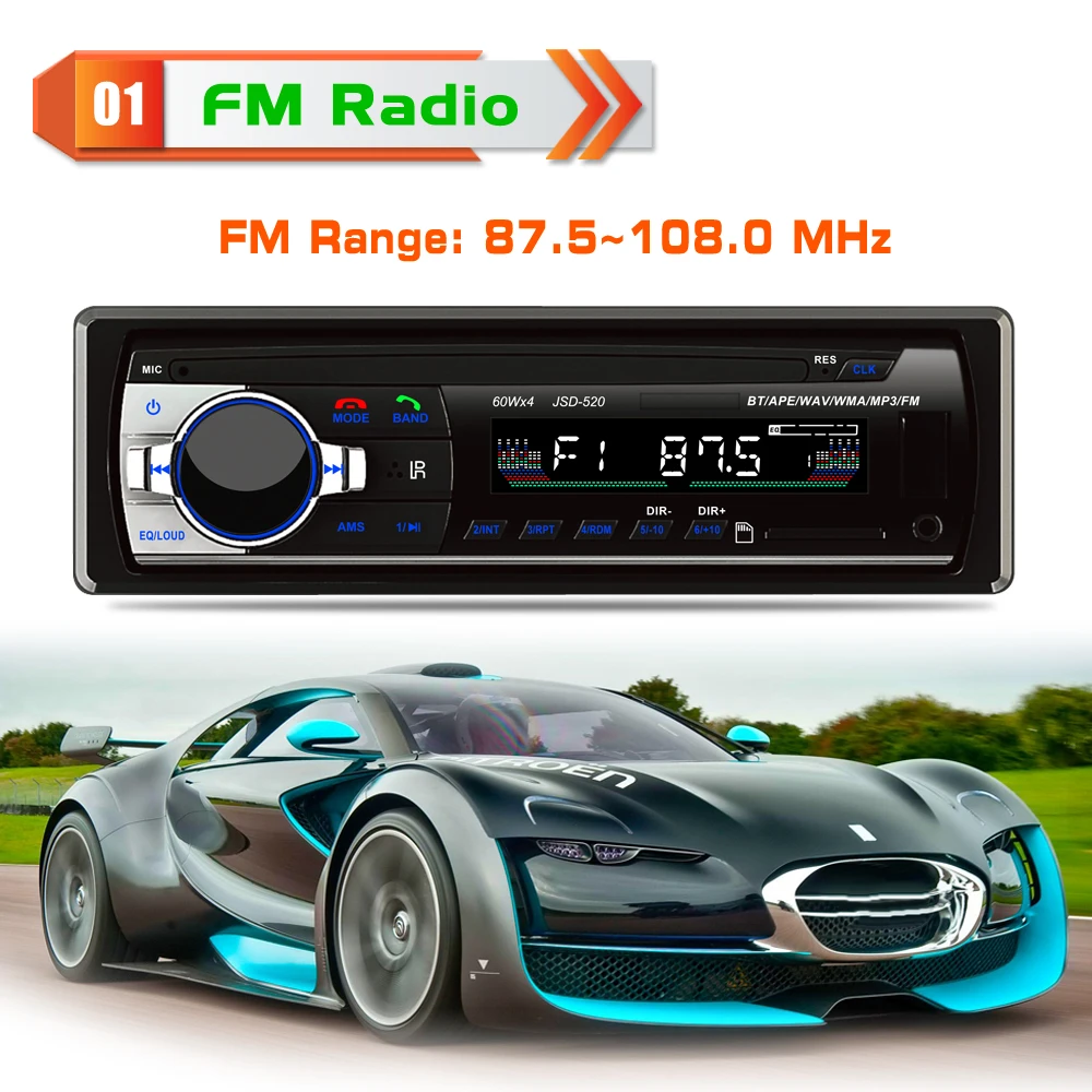 Новинка, JSD-520, Bluetooth 2,0, Стерео Авторадио, автомобильное радио, 12 В, в-dash, 1 Din, FM, Aux вход, приемник, SD, USB, MP3, MMC, WMA, автомобильный аудиоплеер