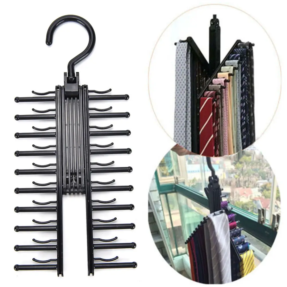 

Adjustable 360 Degree Rotating Tie Rack Top Quality Belt Scarf Neckties Hanger Holder Multifunctional Closet Organizer