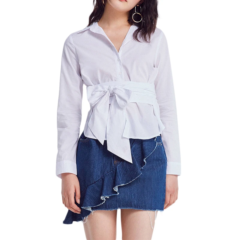 White long sleeve turn down collar bow tie shirts for ...