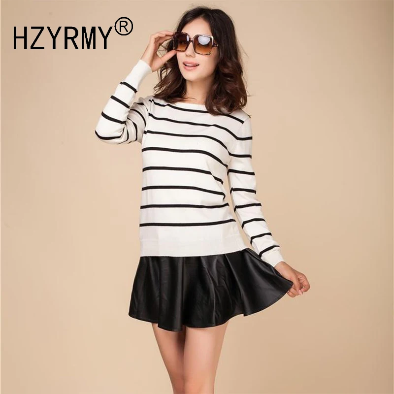 

HZYRMY Spring Autumn NewWomen Cashmere Cardigan Round Neck Fashion Stripe Short Rear Cardigan Shirt Loose Wool Knit Soft Sweater
