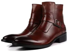 Moda marrom tan/preto ankle boots botas dos homens genuínos sapatos de couro da motocicleta dos homens casuais botas de inverno com