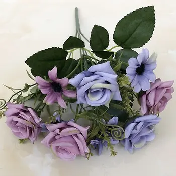 

Wedding 1 Bunch French Rose Floral Bouquet Fake Artificial Flowers Arrange Table Daisy Camellia DIY Home Garden Party Decor