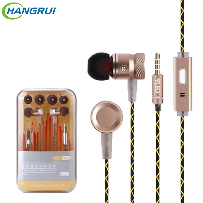 Original G63 metal bass earbuds Microphone Stereo Bass earphones for iPhone 6s for Samsung Huawei Xiaomi