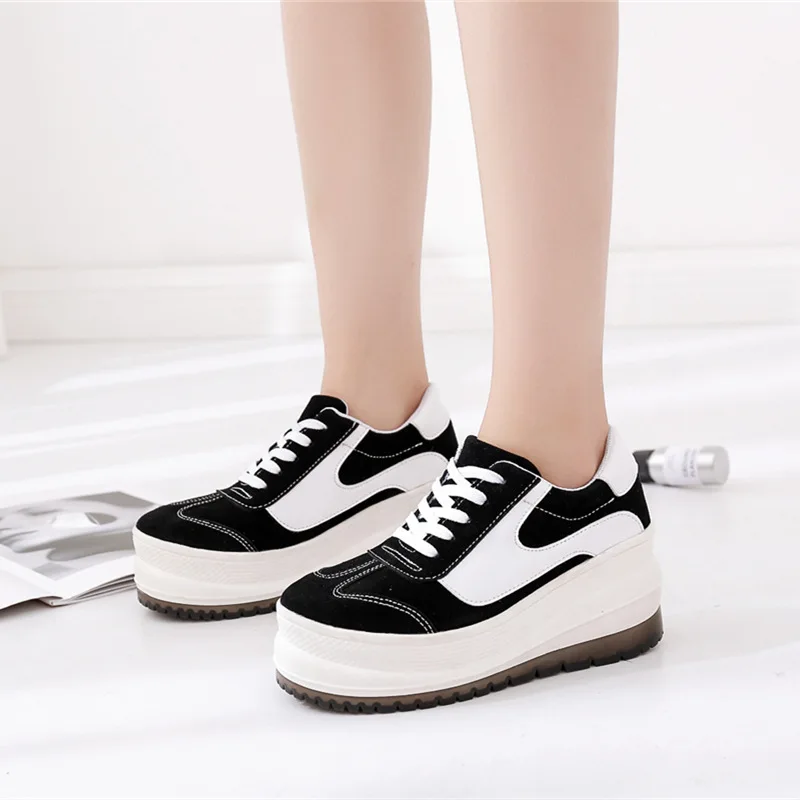 Vache De À Laid Ronde Moment Semelles Peau forme Bandeau Épaisses Plate Noir Harajuku Rétro Chaussures Qualité Casual Augmenter 54xUUwZIdq