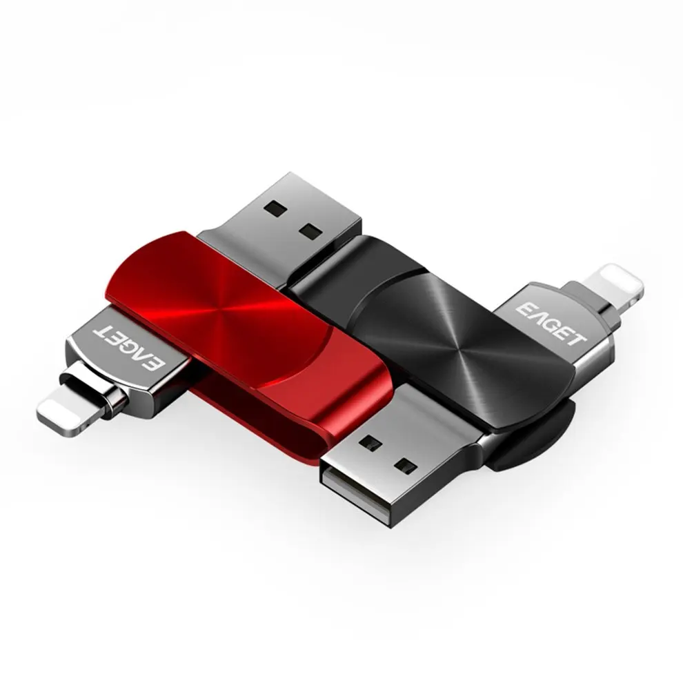 EAGET I66 USB 3,0 OTG 64G 128G металлическая Флешка шифрование флэш-накопитель с отверстием для ключей диск для iPhone PC ноутбук черный красный