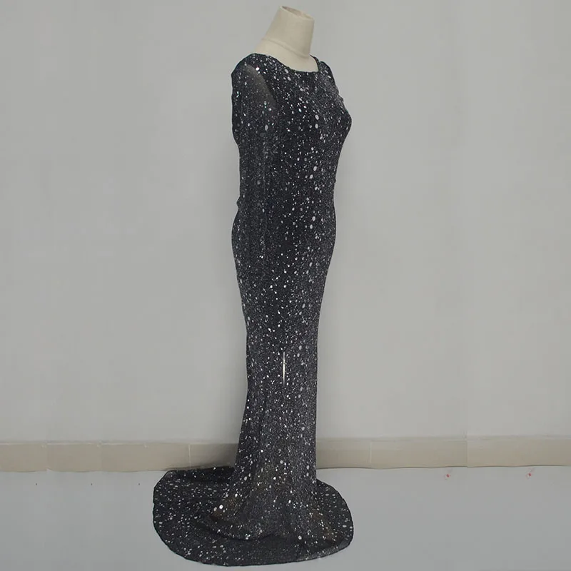 Vestido de festa сексуальное длинное платье черное блестящее с открытой спиной Лето 2017