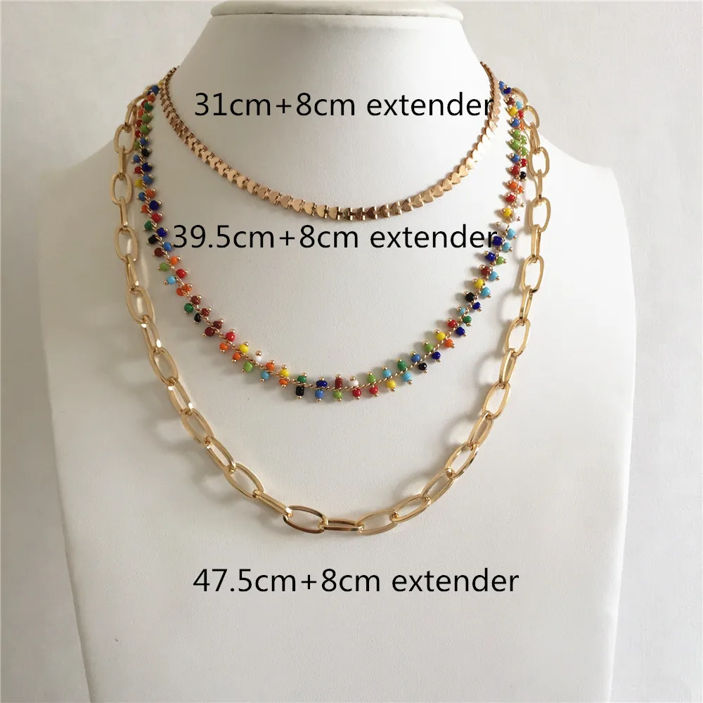 Красивое разноцветное многослойное ожерелье из бисера золотого цвета для женщин
