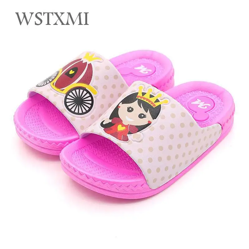 Летние Детские Тапочки для девочки смайлик тапочки мальчиков домашняя обувь нескользящие Плоские Дети сандалии мягкий корейский ПВХ