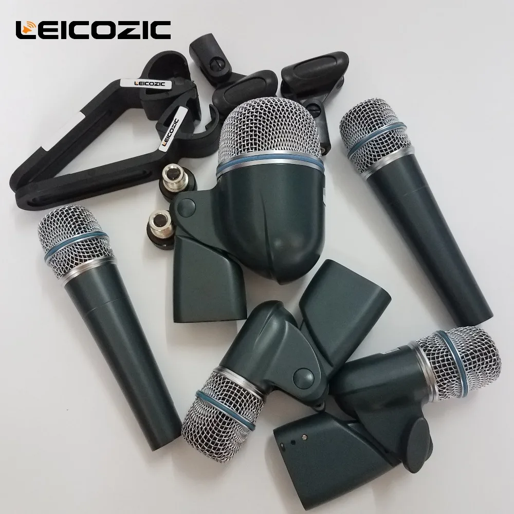 Leicozic Барабаны микрофон комплект dmk5 Профессиональный Барабаны MIC Kit инструментальный микрофон 2x57a 1x52a 2x56a микрофоны инструментальный микрофон