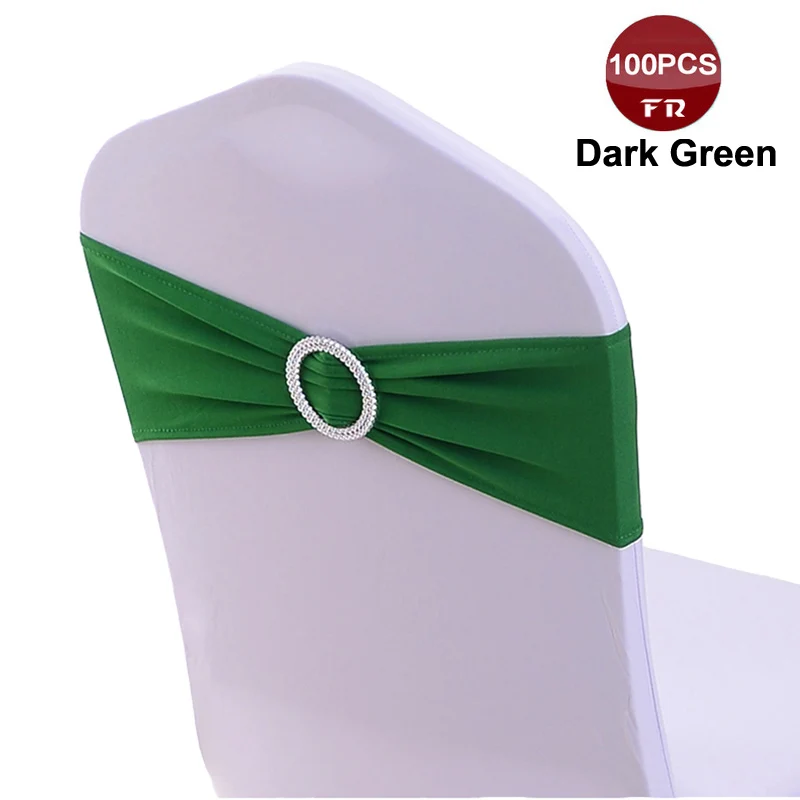 100 шт/партия ленты из спандекса на стулья эластичные свадебные чехлы для стула широкие пояса-кушаки для свадебного банкета, вечеринки декор для отеля - Цвет: Dark Green