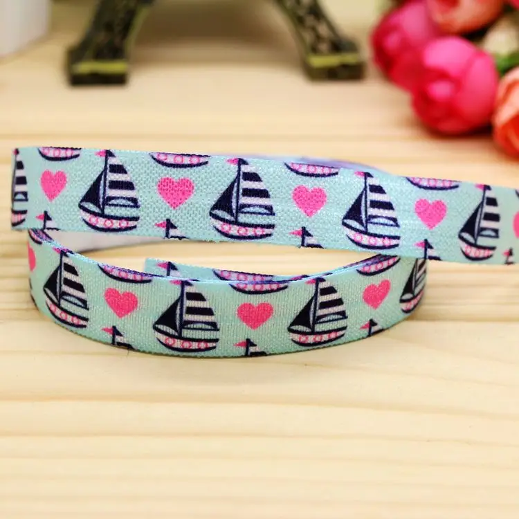 

5/8 ''Складная эластичная повязка на голову с принтом морской лодки для украшения своими руками оптом OEM P5548