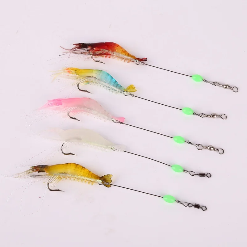 

Fishing Lure Shrimp Prawn Squid Jigging Hard Artificial Lure Noctilucent With Squid Jigs Hook Lead Weighted 9cm/6g
