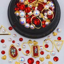 Mixed sizes metal Nail Art Decoration Glitter 3D Rhinestones pearls frame nail supplies jewelry beauty Manicure DIY tools #1