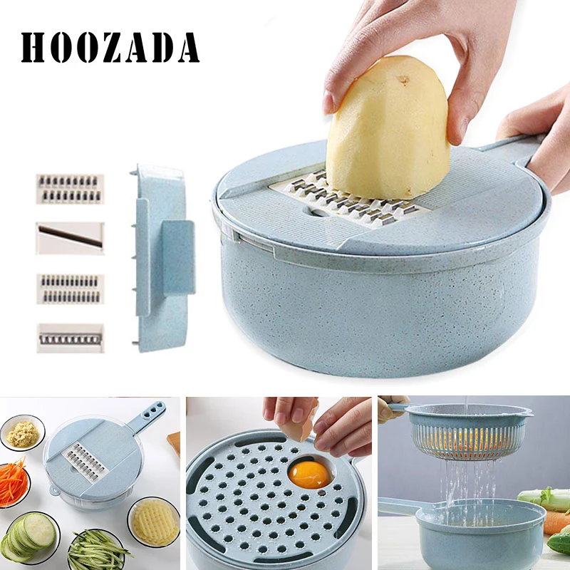 

HOOZADA 8 In 1 Kitchen Tools Vegetable Cutter Slicer Grinding Food Storage Filtered Water Egg white separator Cooking Gadget
