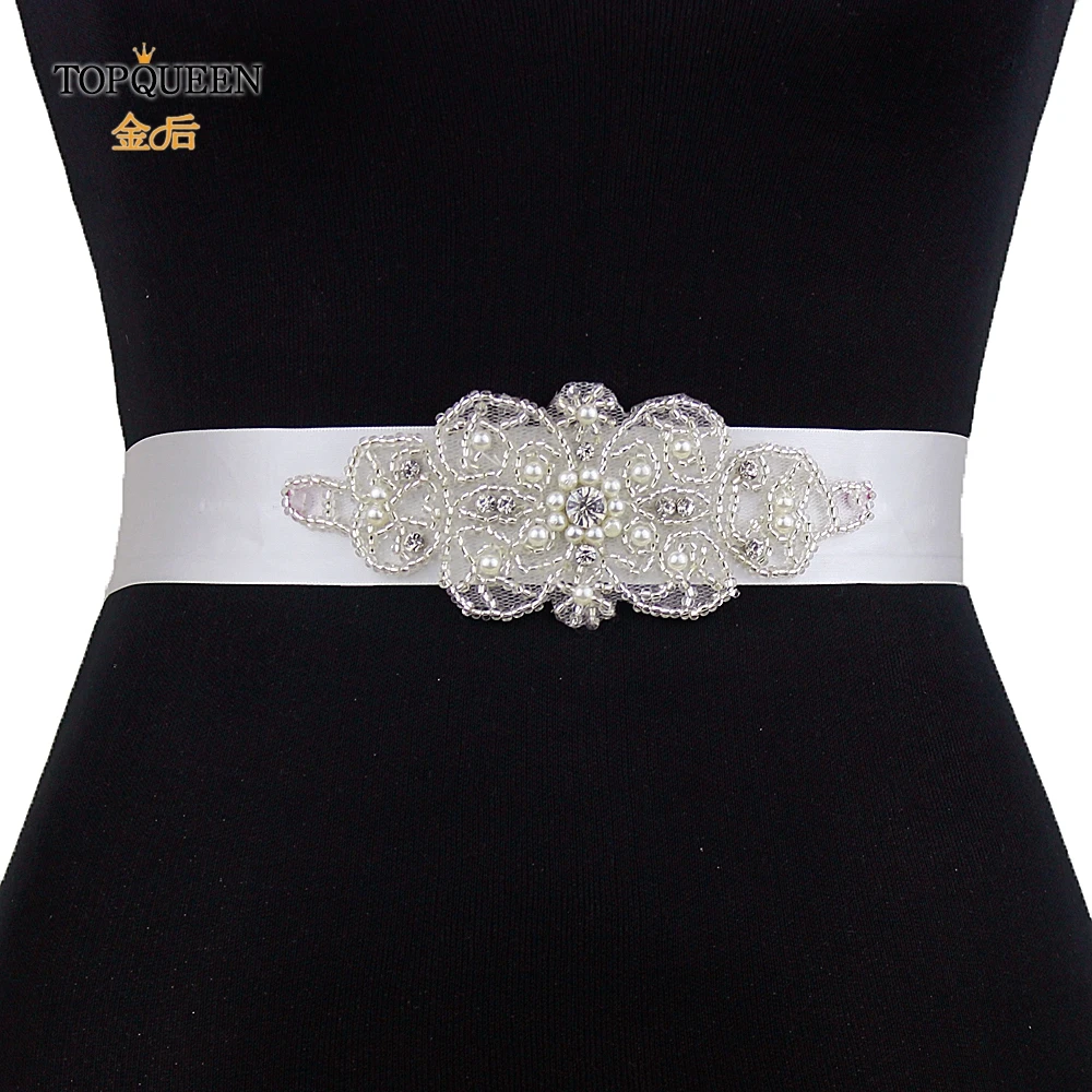 Topqueen S140 Bridal Belt For Wedding Dress Rhinestones Pearl