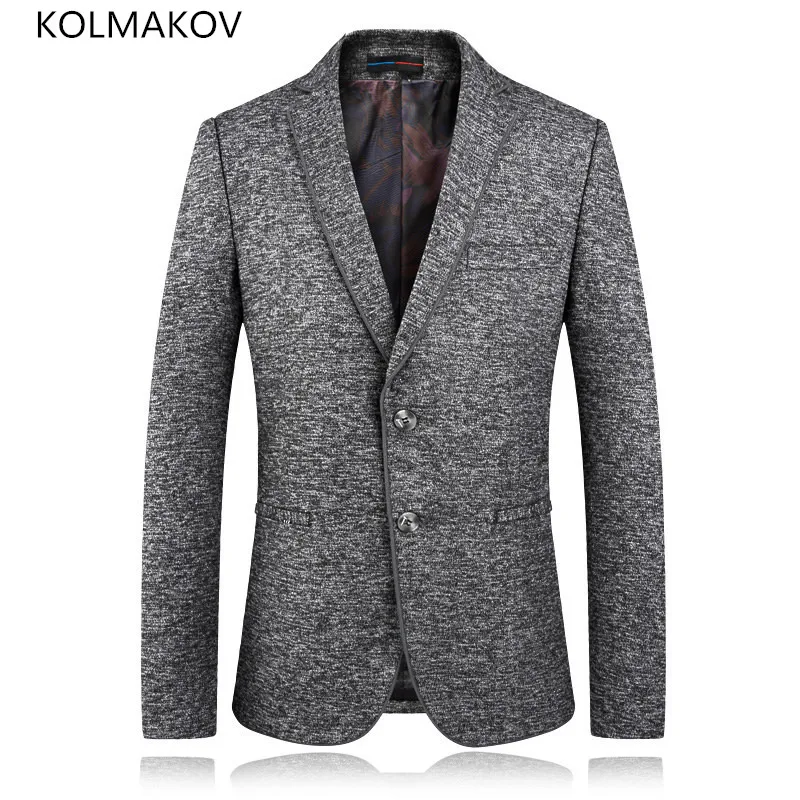 Весна-Осень-зима 2019 мужские блейзеры kolmaov светильник-серого цвета мужской