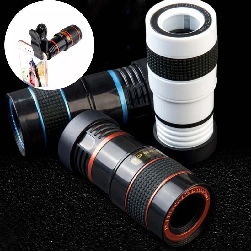 

Cellphone Lens 8X Zoom Optical for iPhone Smartphone 12X Telephoto Lense Portable Mobile Phone Telescope Lens for Tablets