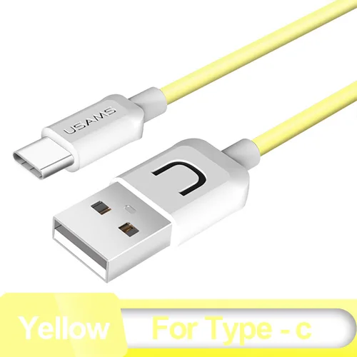 USAMS type-C кабель для мобильного телефона, кабель для быстрой зарядки для USB C, шнур для передачи данных для мобильного телефона, провод для samsung, Xiaomi, huawei, Meizu - Цвет: Yellow